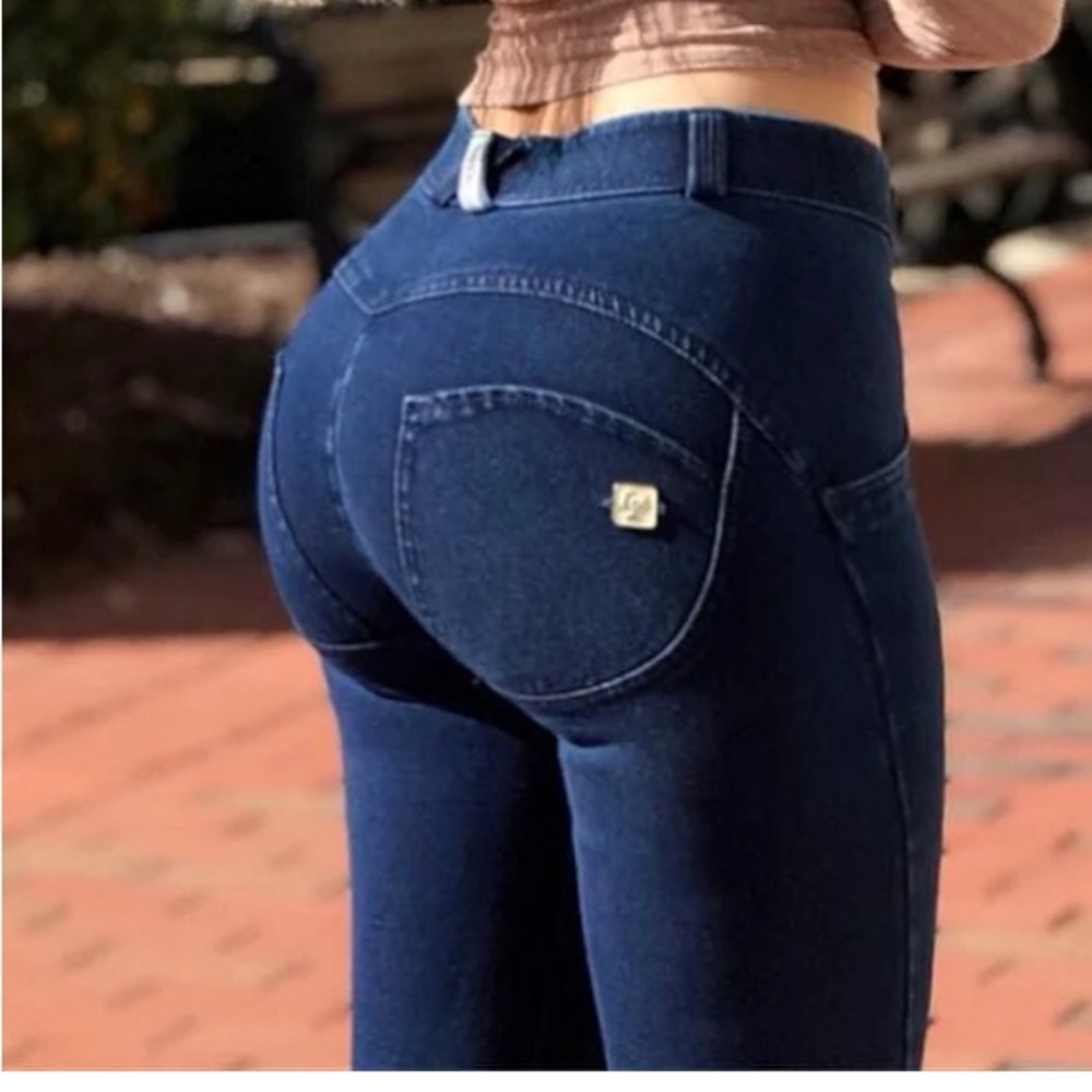 Dark blue stitch Freddy Jeans mid rise skinny medium sexy stretch